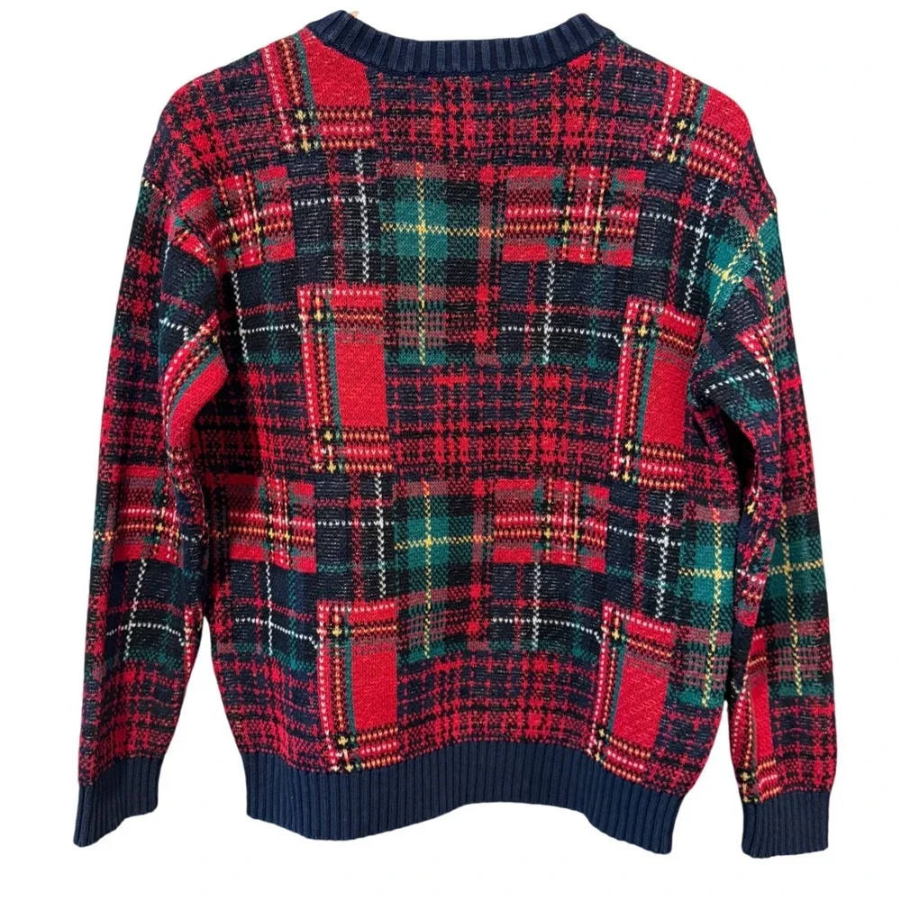 Old Navy Kids XL 14-16 Festive Crew Neck Plaid Sweater Red Green